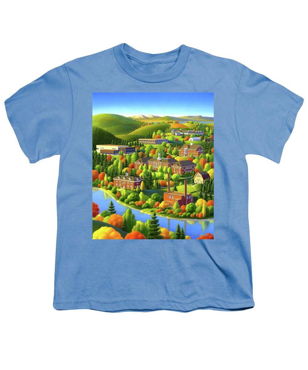 Umaine Youth T-Shirt featuring the painting University of Maine by Robin Moline
