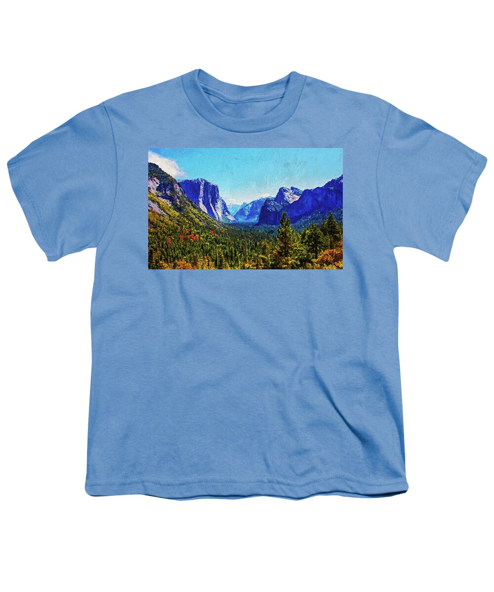 Autumn Youth T-Shirt featuring the painting Yosemite National Park - 01 by AM FineArtPrints