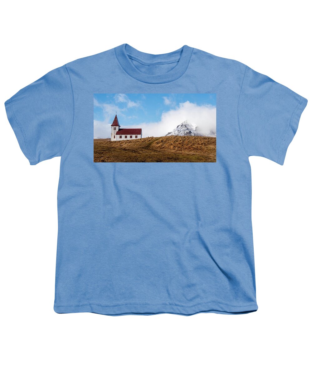 Iceland Youth T-Shirt featuring the photograph Hellnar church in Snaefellsnes peninsula of Western Iceland. #2 by Michalakis Ppalis