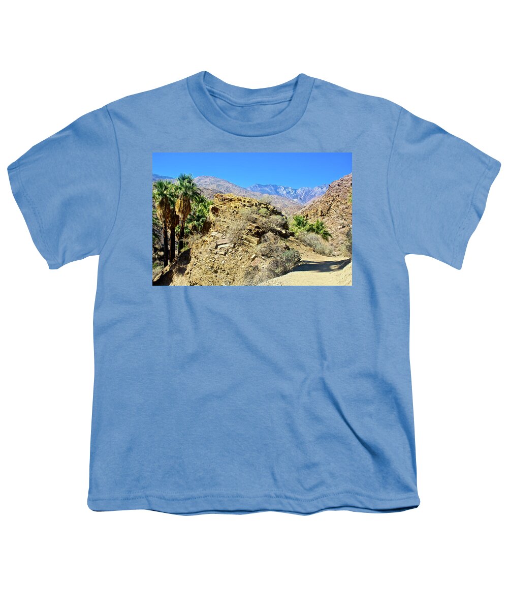 Lower Palm Canyon From Beginning Of Fern Trail In Indian Canyons Near Palm Springs Youth T-Shirt featuring the photograph Lower Palm Canyon Trail in Indian Canyons near Palm Springs, California #2 by Ruth Hager