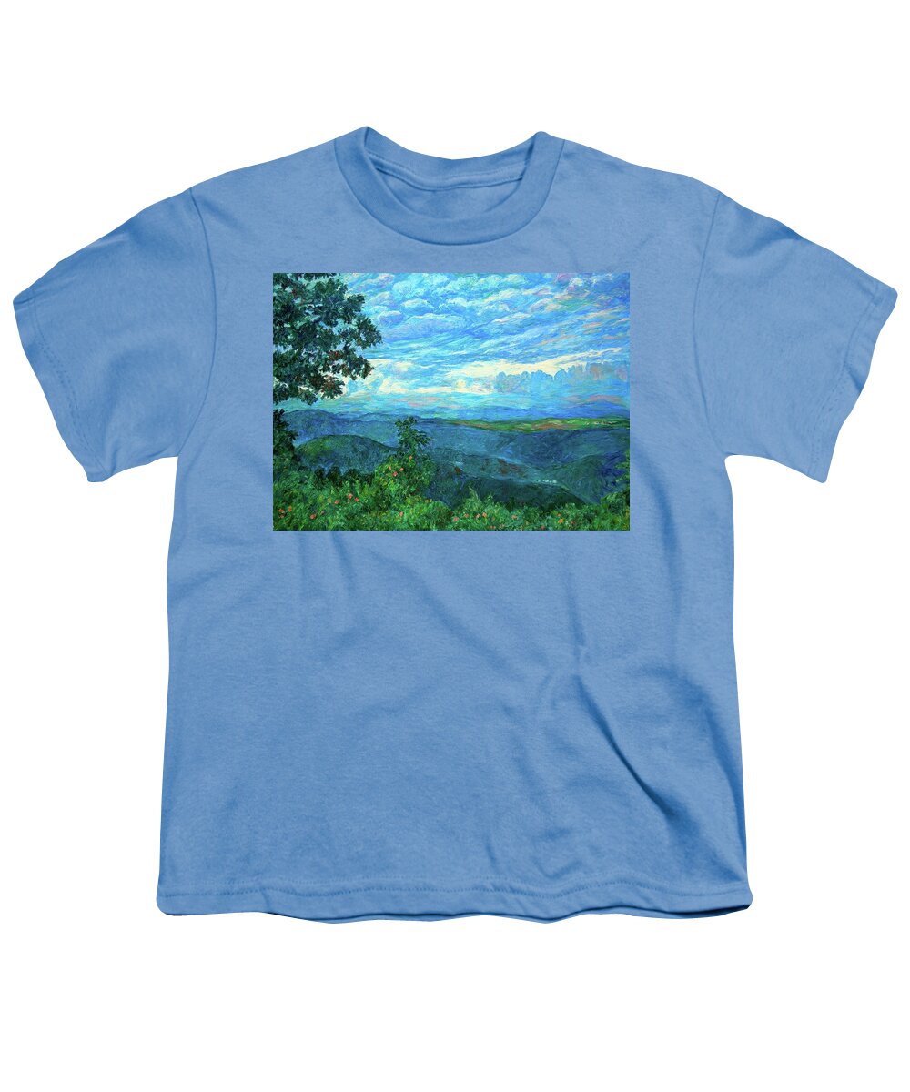 Mountains Youth T-Shirt featuring the painting A Break in the Clouds by Kendall Kessler
