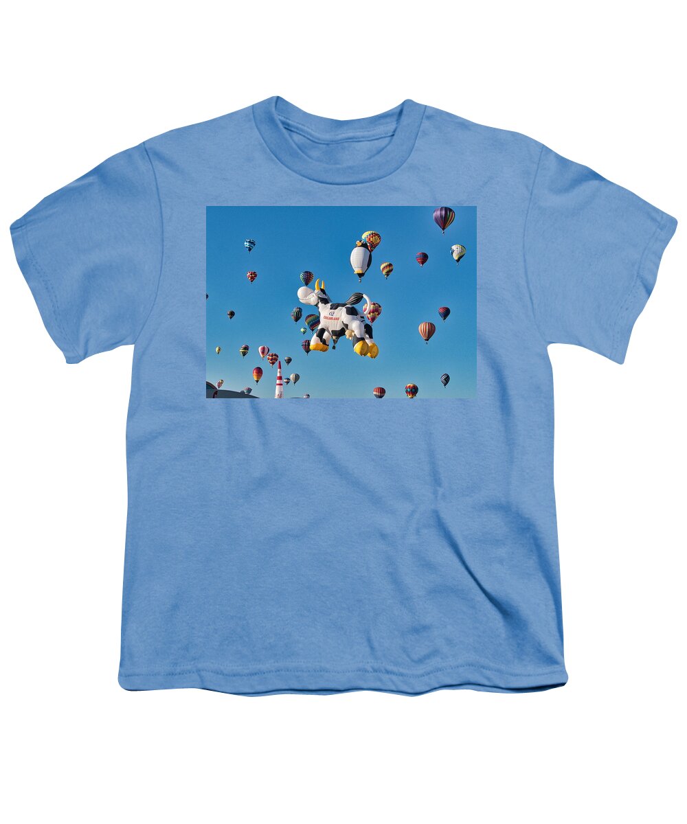 Hot Air Balloons Youth T-Shirt featuring the photograph Airabelle the Cow AIBF 5 by Segura Shaw Photography