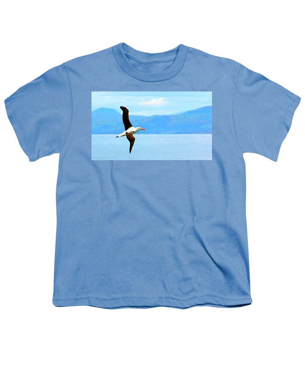 New Zealand Youth T-Shirt featuring the photograph Albatross flying over Otago new Zealand by Sam Hall