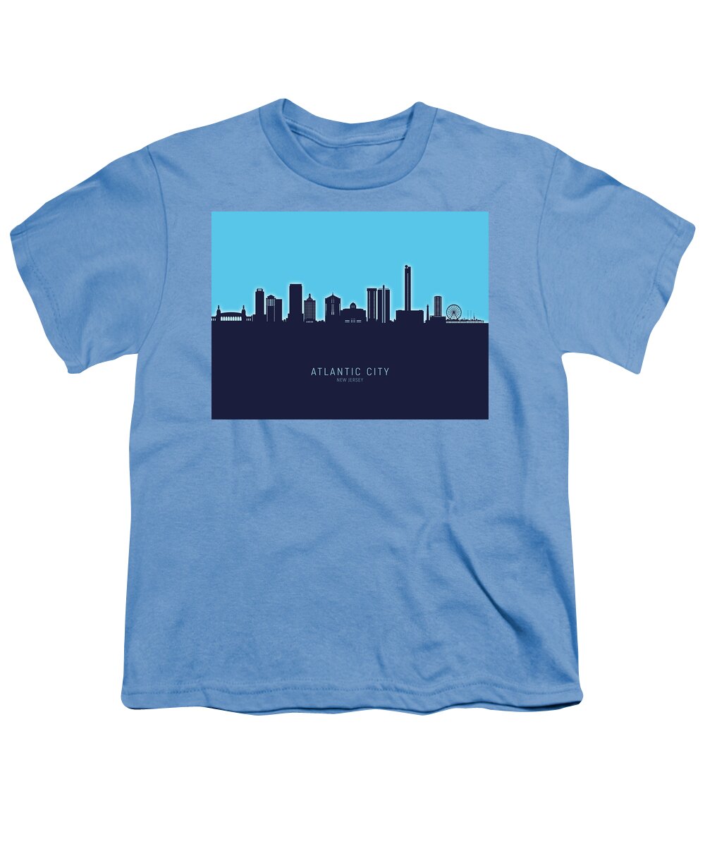 Atlantic City Youth T-Shirt featuring the digital art Atlantic City New Jersey Skyline #92 by Michael Tompsett