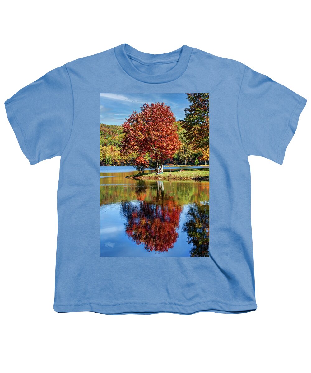 Fall Youth T-Shirt featuring the photograph Autumn on Lake Sherando by Dan Carmichael