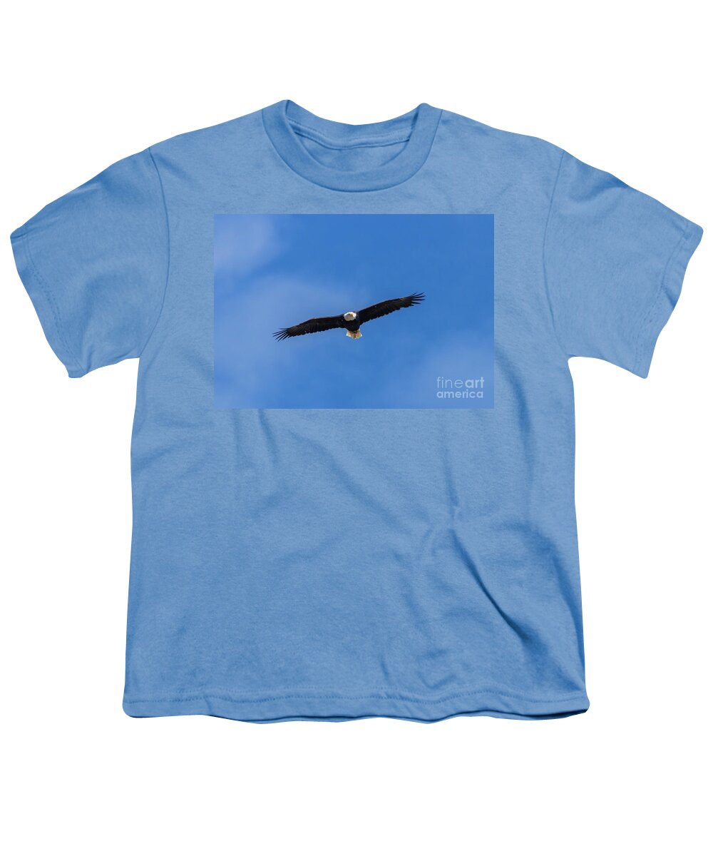 Bald Eagle Youth T-Shirt featuring the photograph Bald Eagle in Majestic Flight by Steven Krull