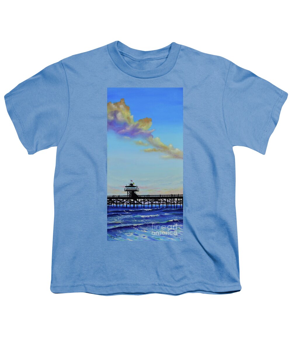 Pier Youth T-Shirt featuring the painting Beautiful San Clemente by Mary Scott