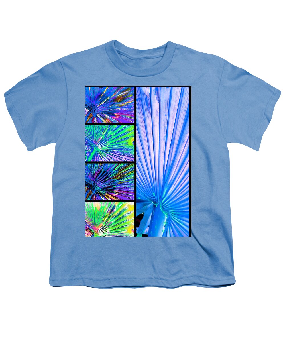 Palm Fans Youth T-Shirt featuring the digital art Cool Blue Fans by Pamela Smale Williams