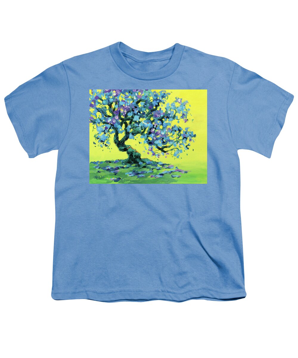 Tree Youth T-Shirt featuring the painting Blue Tree by Karen Ilari