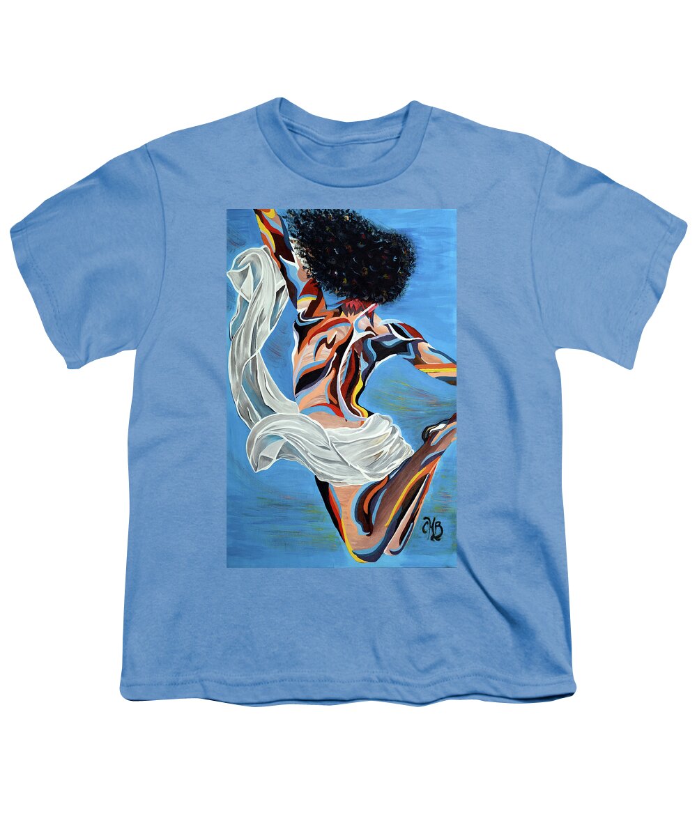 Free Youth T-Shirt featuring the painting Body of Air by Chiquita Howard-Bostic