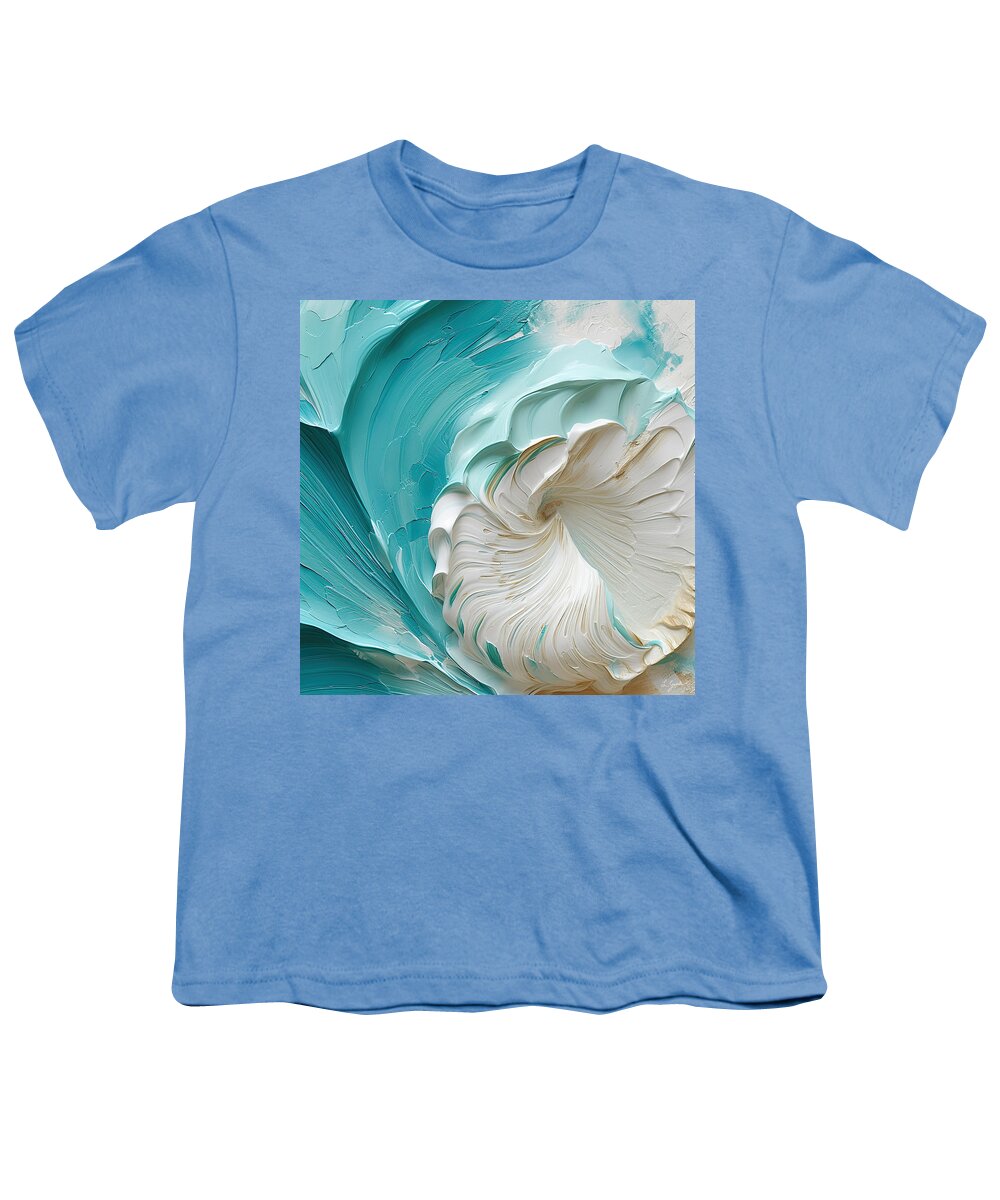 Seashell Youth T-Shirt featuring the digital art Coastline Jewel - Seashells Abstract Art by Lourry Legarde