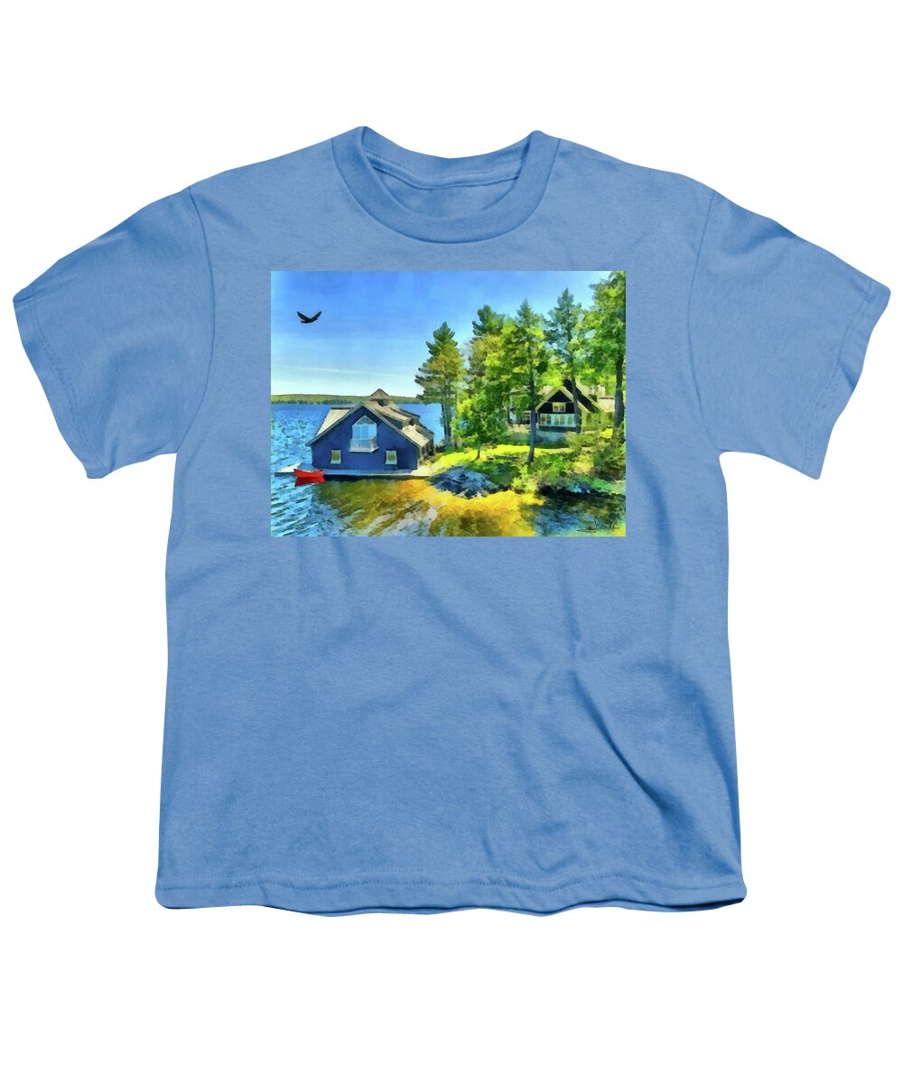 Cottage In The Woods Youth T-Shirt featuring the painting Cottage in the woods 3 by George Rossidis