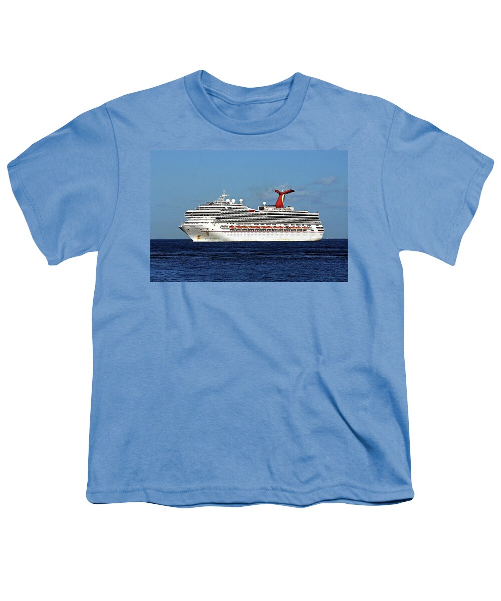 Cruise Youth T-Shirt featuring the photograph Cruise Ship Carnival Freedom Approaching Cozumel by Bill Swartwout