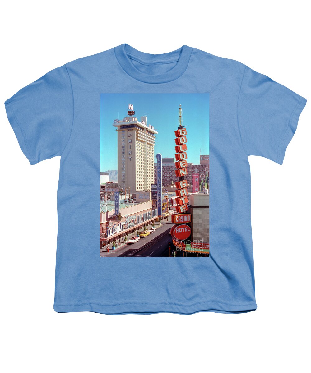 Las Vegas Club Youth T-Shirt featuring the photograph Fremont Street Las Vegas Club The Mint Aftenoon Elevated 1975 by Aloha Art