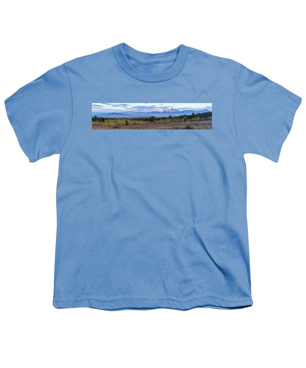 Grand Tetons Youth T-Shirt featuring the photograph Grand Tetons Sunrise Panorama, No. 2 by Belinda Greb