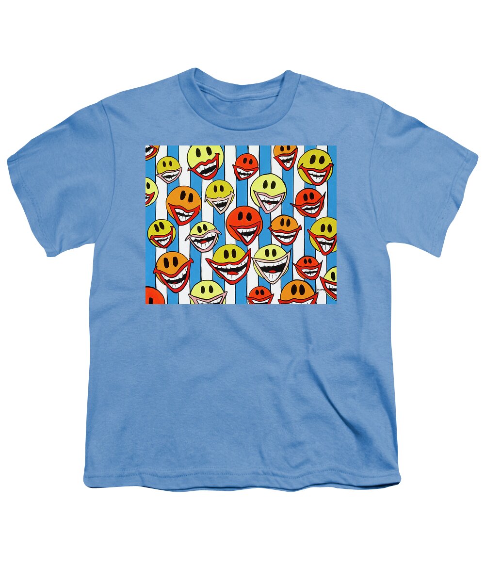 Smile Happy Laughing Youth T-Shirt featuring the painting Happy Smiles by Mike Stanko