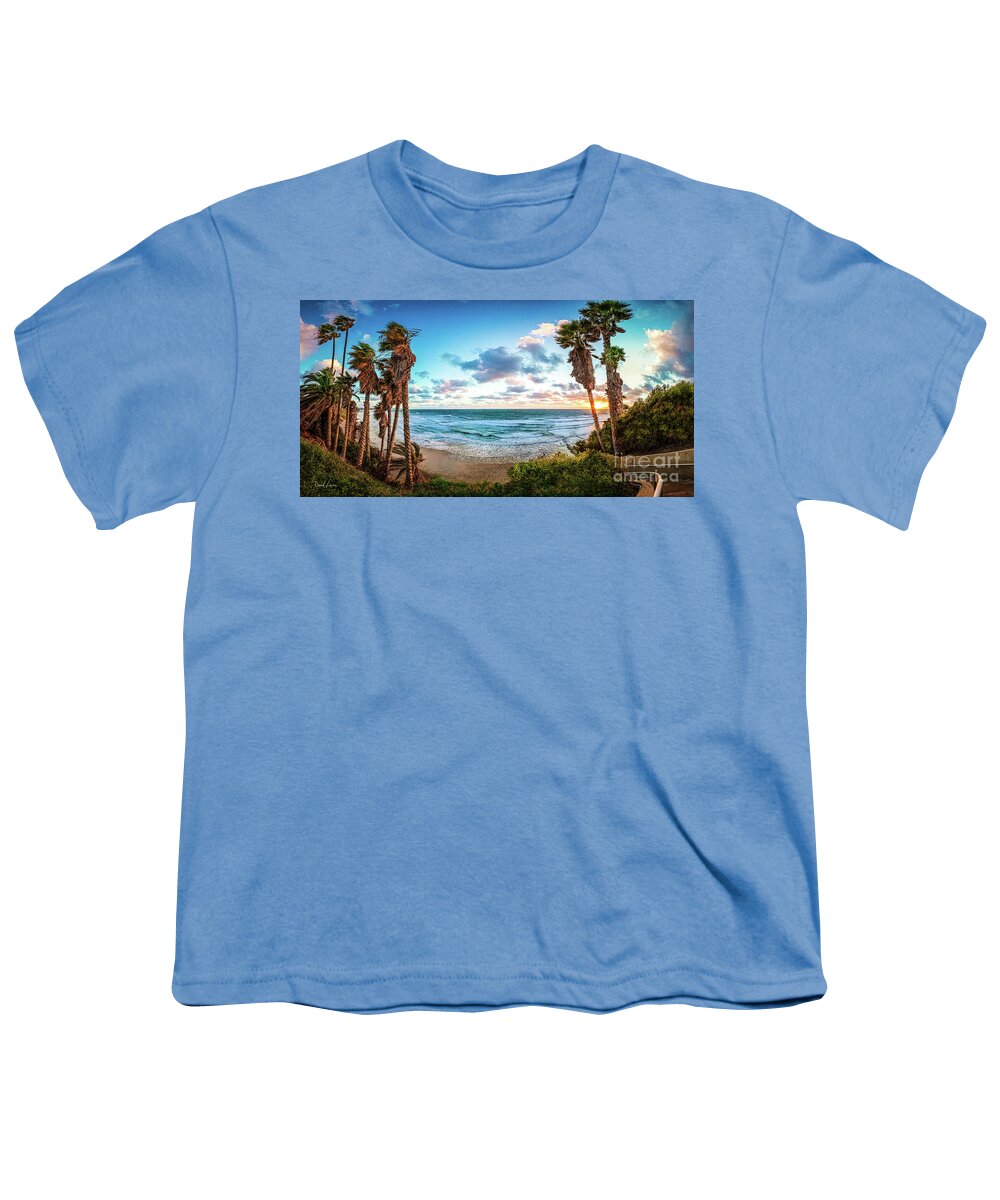 Beach Youth T-Shirt featuring the photograph High Winds at Swami's Beach by David Levin