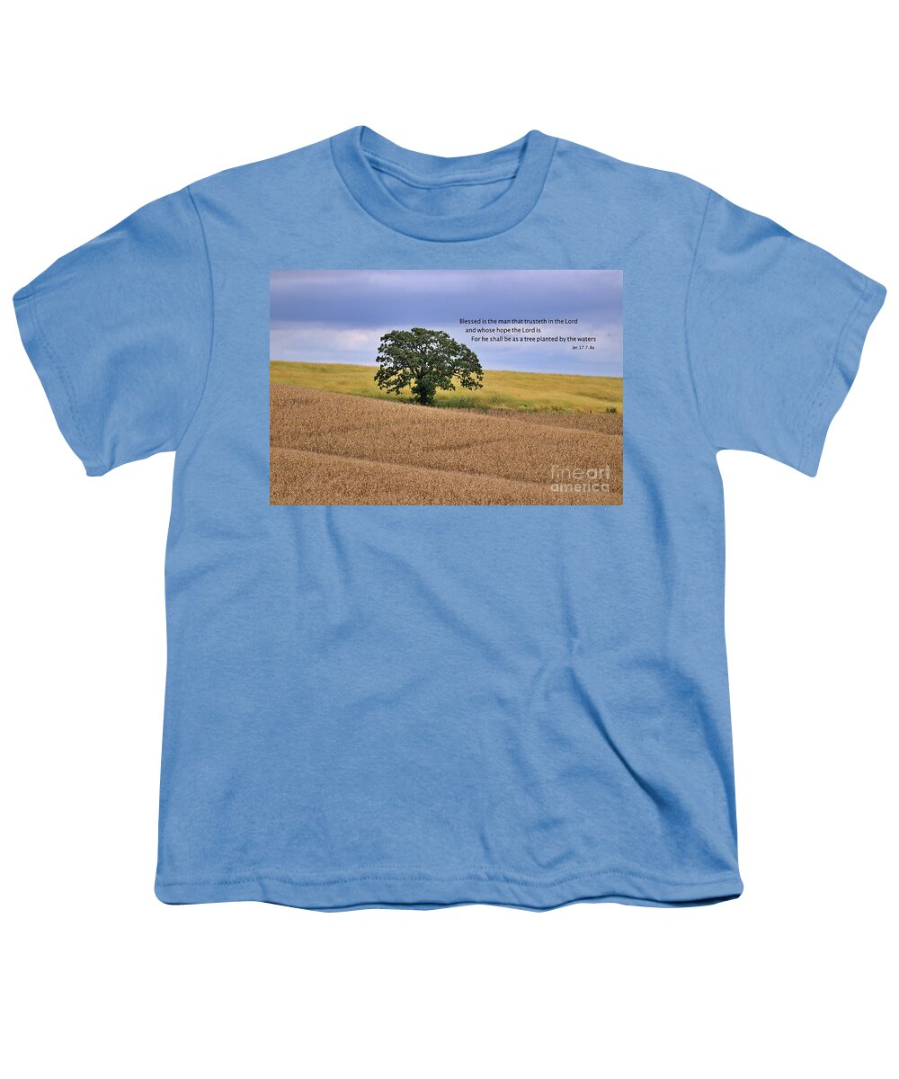 Field Youth T-Shirt featuring the photograph Jer.17v7,8a by Yvonne M Smith