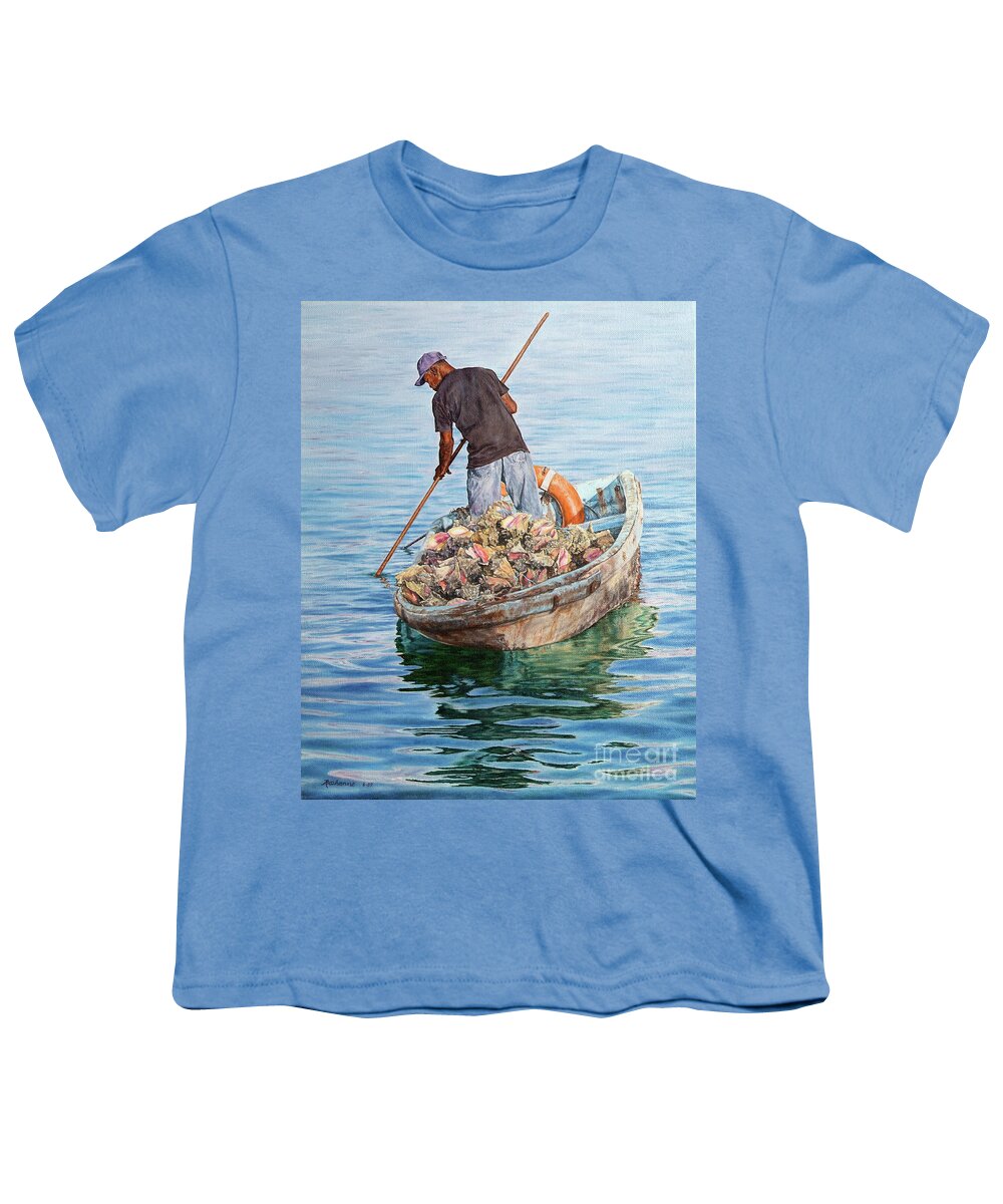 Roshanne Youth T-Shirt featuring the painting Jewels of the Sea by Roshanne Minnis-Eyma