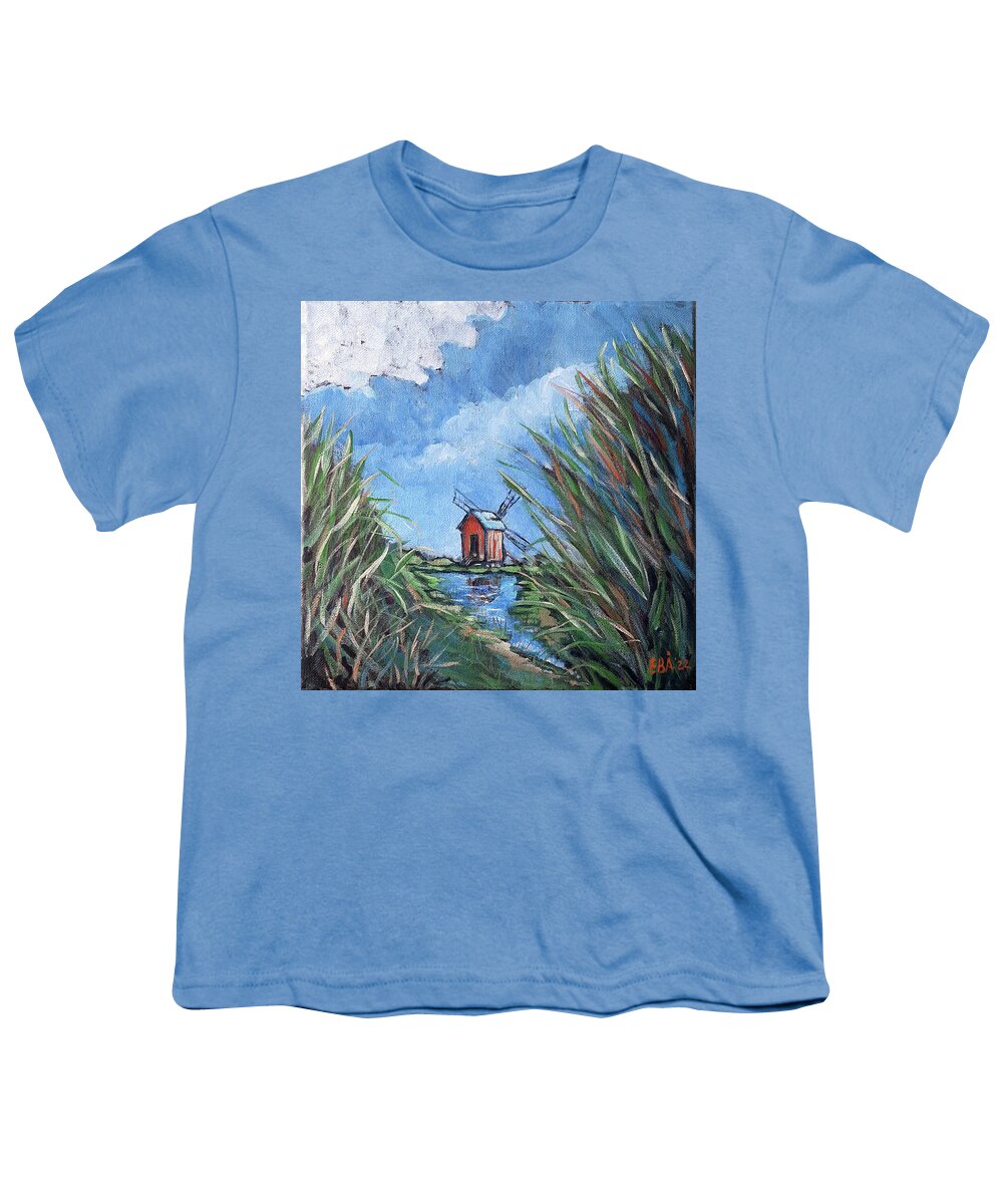 Windmill Youth T-Shirt featuring the painting Loving Windmill by Elaine Berger
