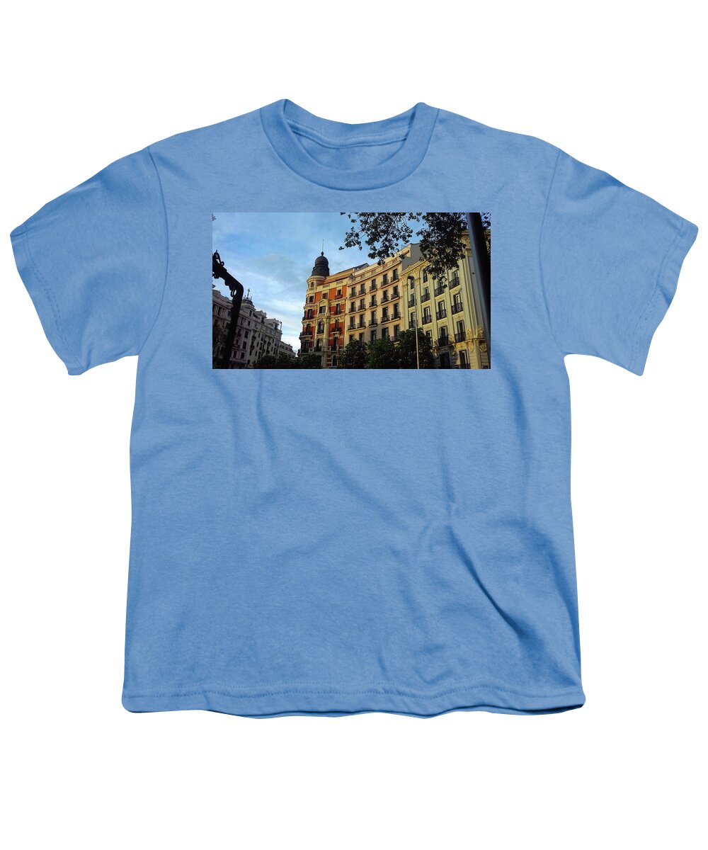 Alonso Martinez Plaza Youth T-Shirt featuring the photograph Madrid. Spain. Alonso Martinez plaza. by Carolina Prieto Moreno