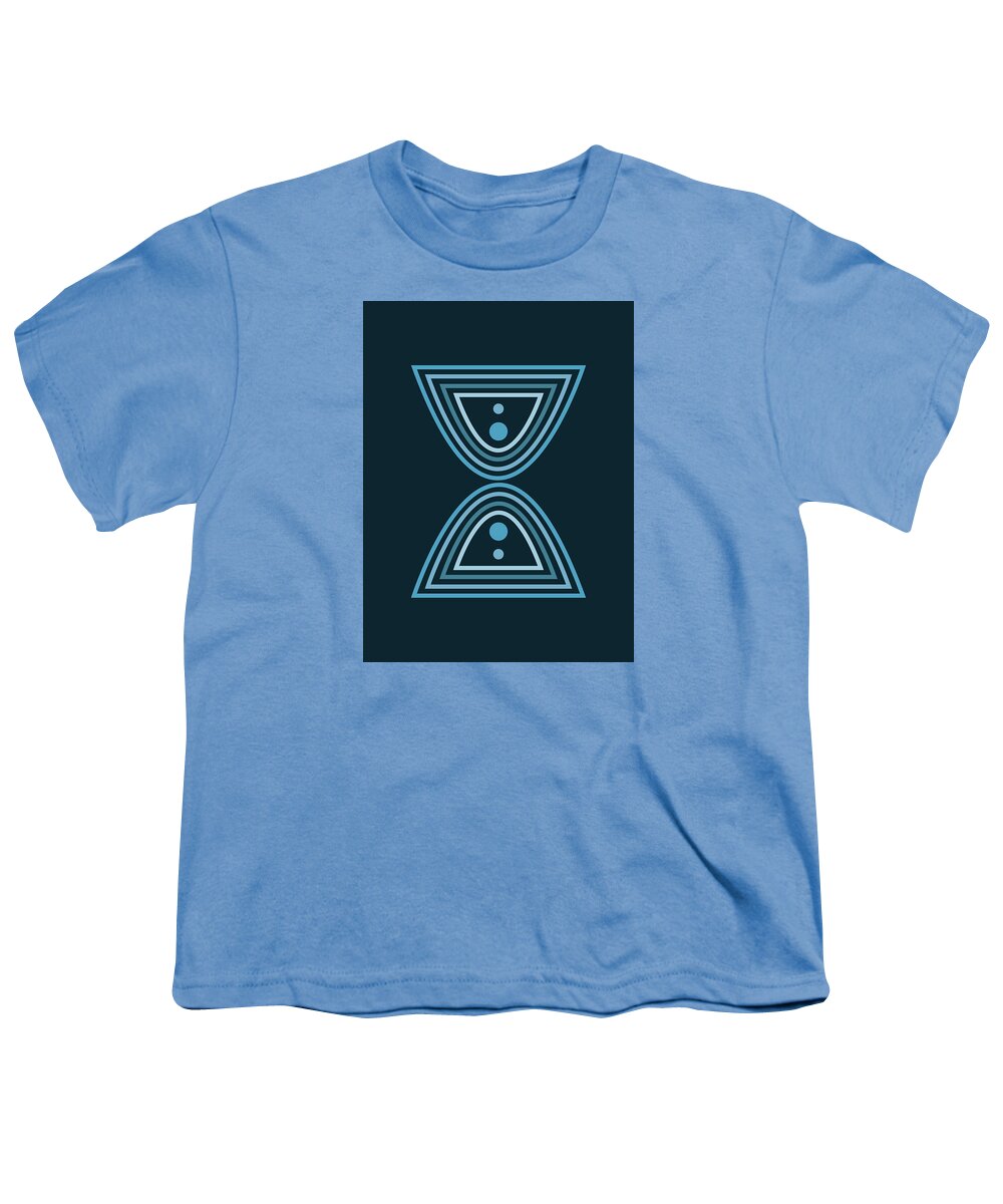 Minimal Youth T-Shirt featuring the mixed media Mid Century Modern - Minimal Geometric Abstract 02 - Parabolic Arches - Blue - Scandinavian by Studio Grafiikka