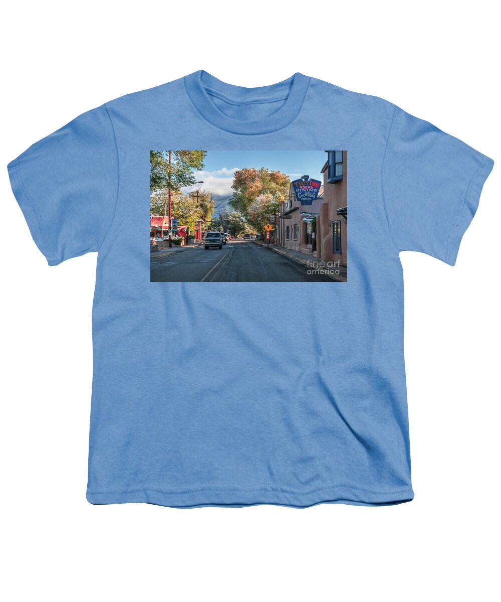Taos Youth T-Shirt featuring the photograph Passing the Historic Taos Inn by Elijah Rael