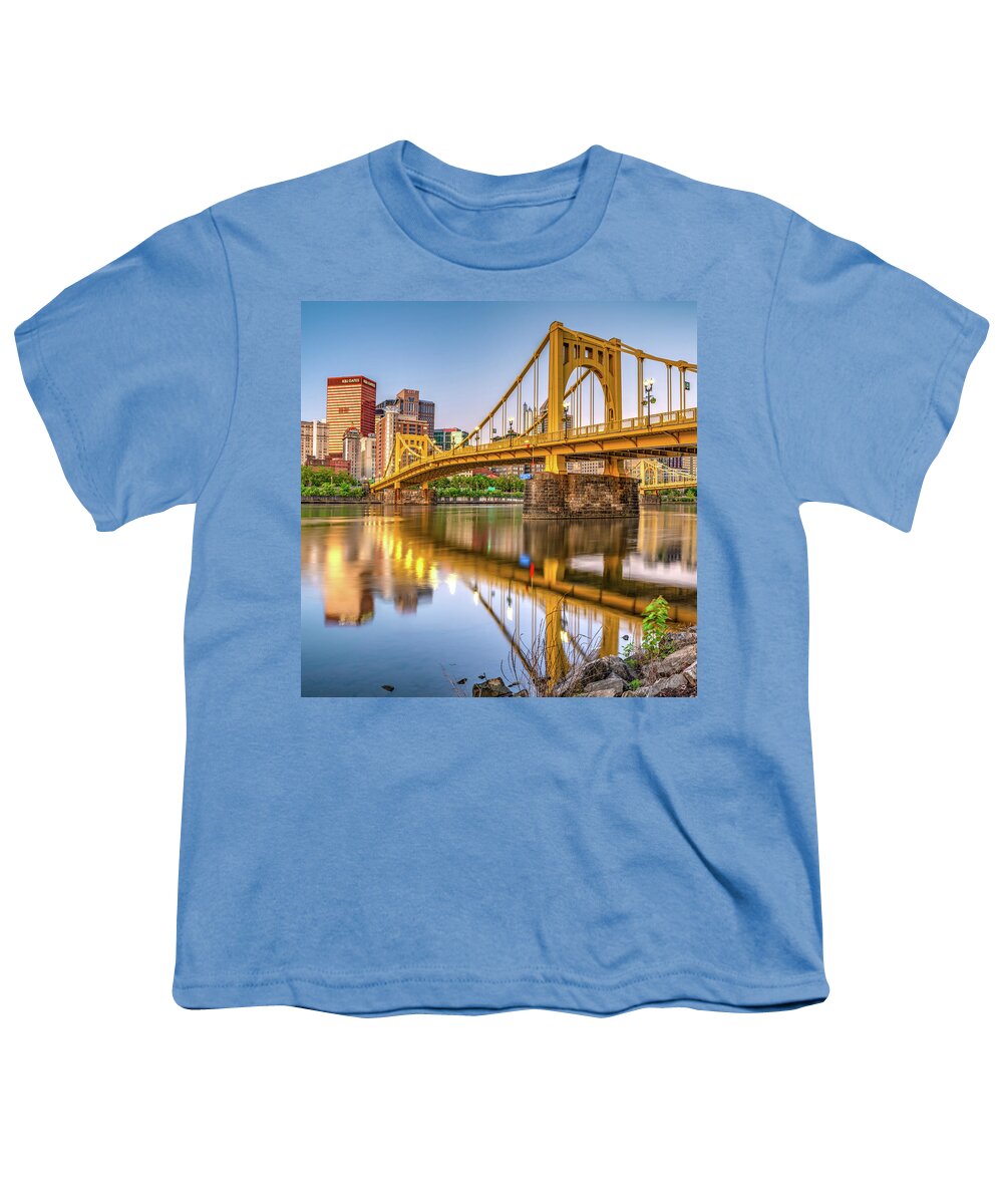 Downtown Pittsburgh Youth T-Shirt featuring the photograph Pittsburgh Bridge Over The River by Gregory Ballos