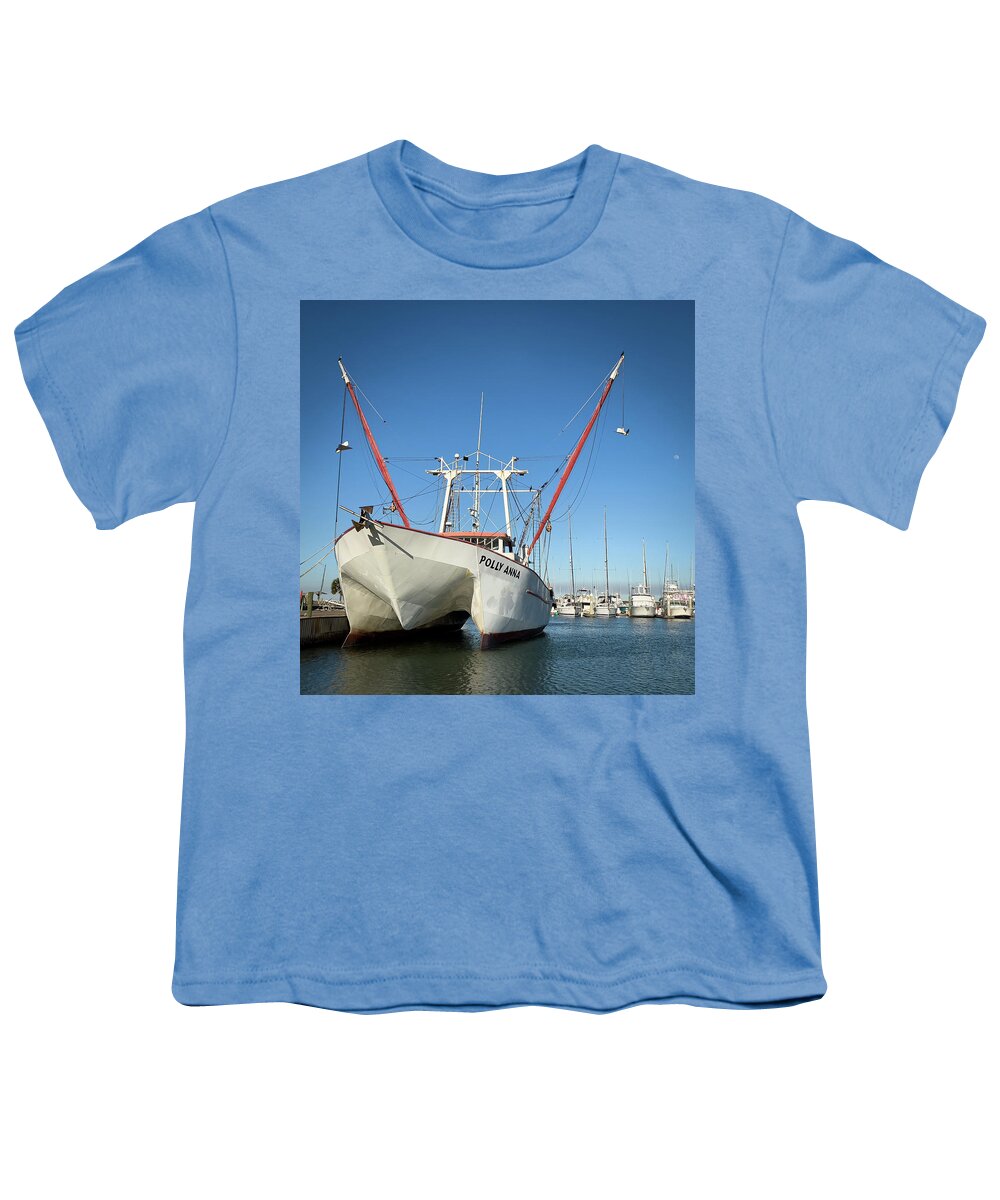 Scenic Youth T-Shirt featuring the photograph Polly Anna in Port Aransas Harbor Texas by Mary Lee Dereske