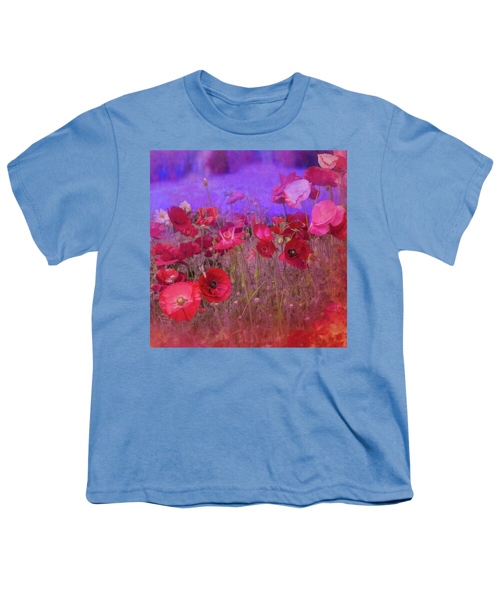 Flowers Youth T-Shirt featuring the photograph Poppies On Blue by Jeff Burgess