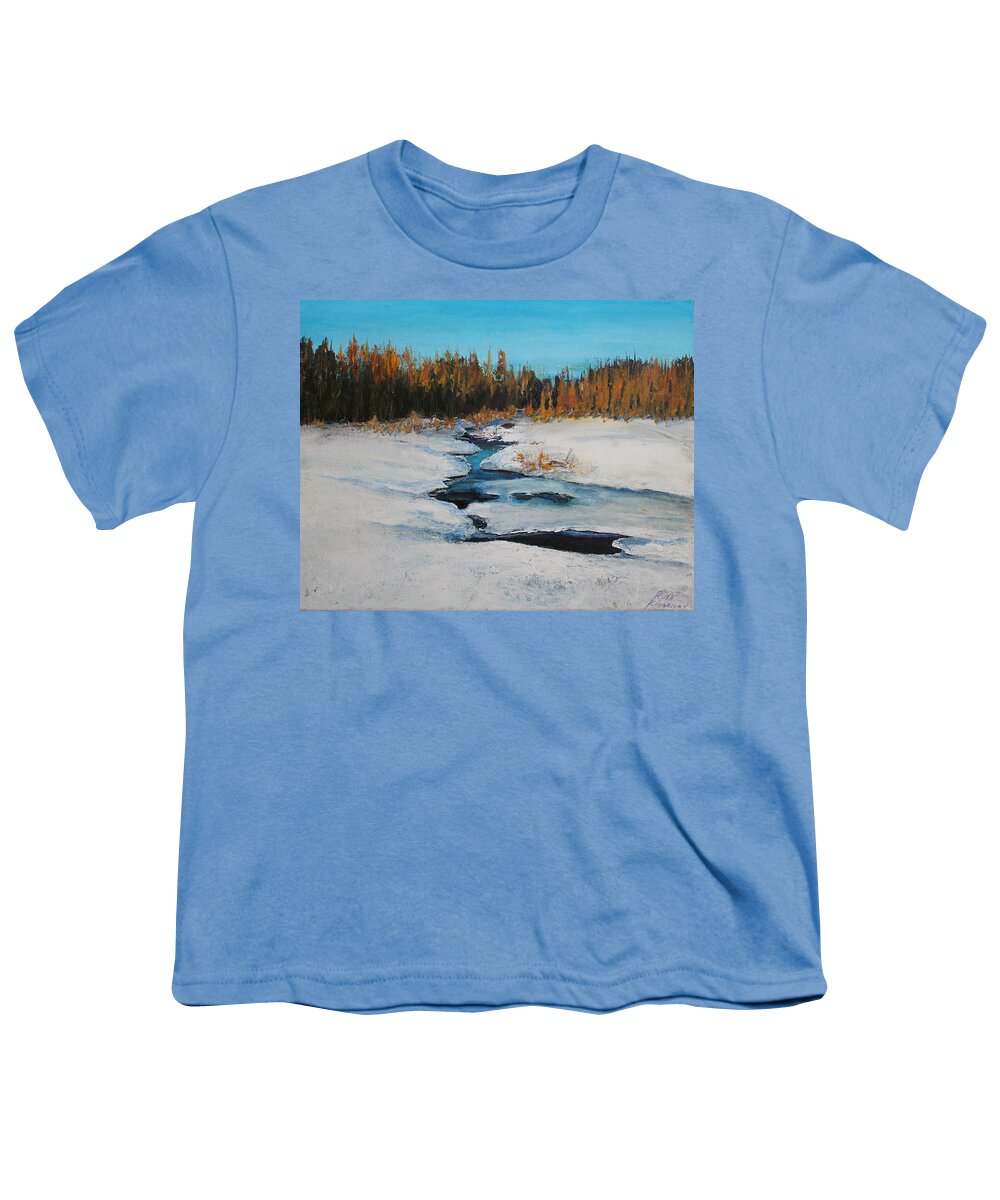 Spring Thaw Youth T-Shirt featuring the painting Riding Mountain Stream by Ruth Kamenev