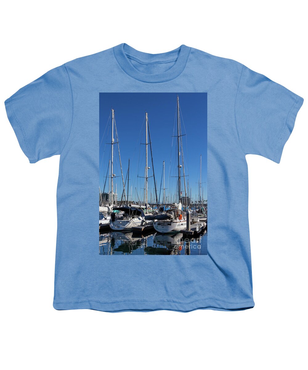 Sailboats Youth T-Shirt featuring the photograph Sailboats with Reflections in Blue Water by Roslyn Wilkins