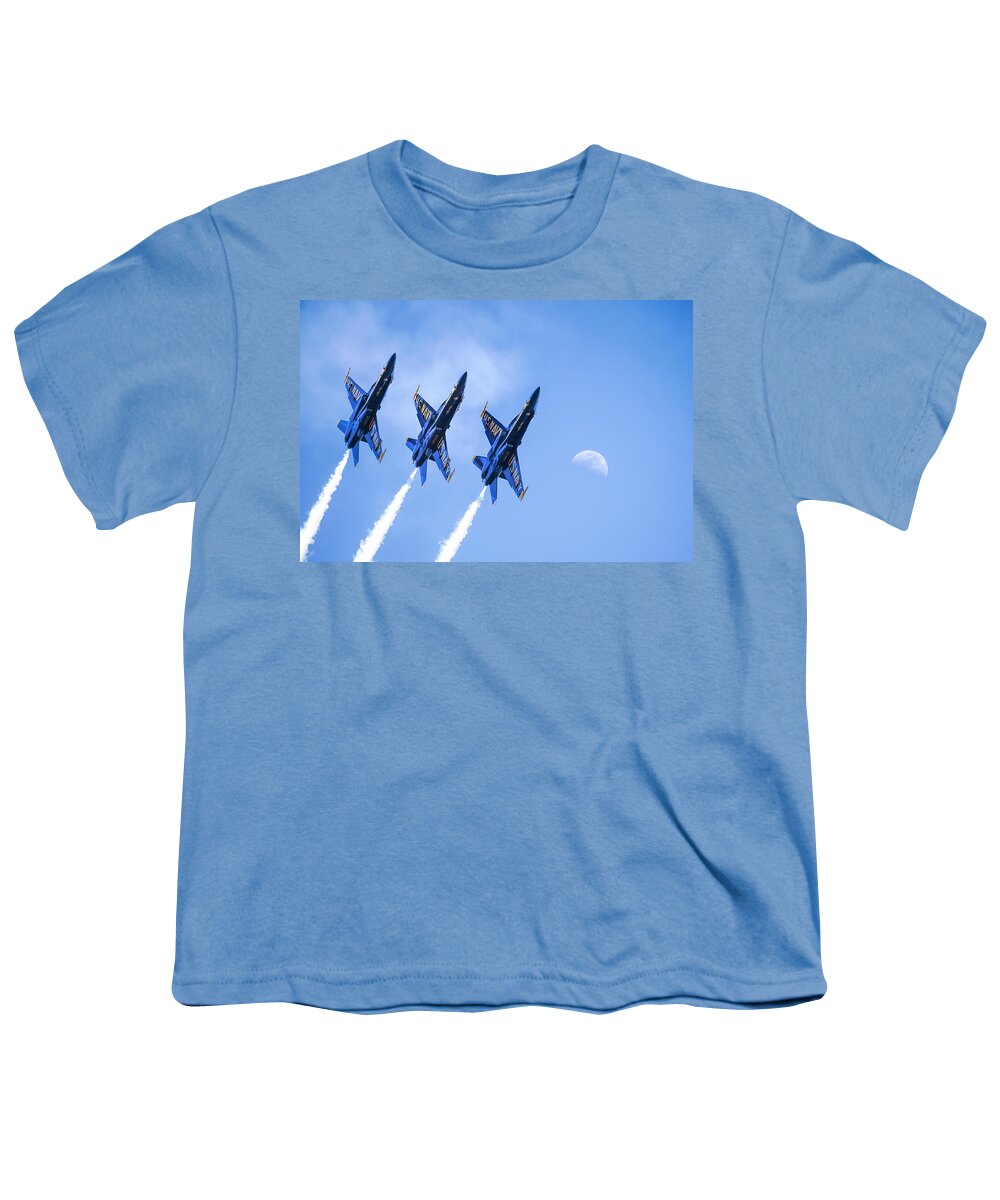 Blue Angels Youth T-Shirt featuring the photograph Shoot the Moon by Randall Allen