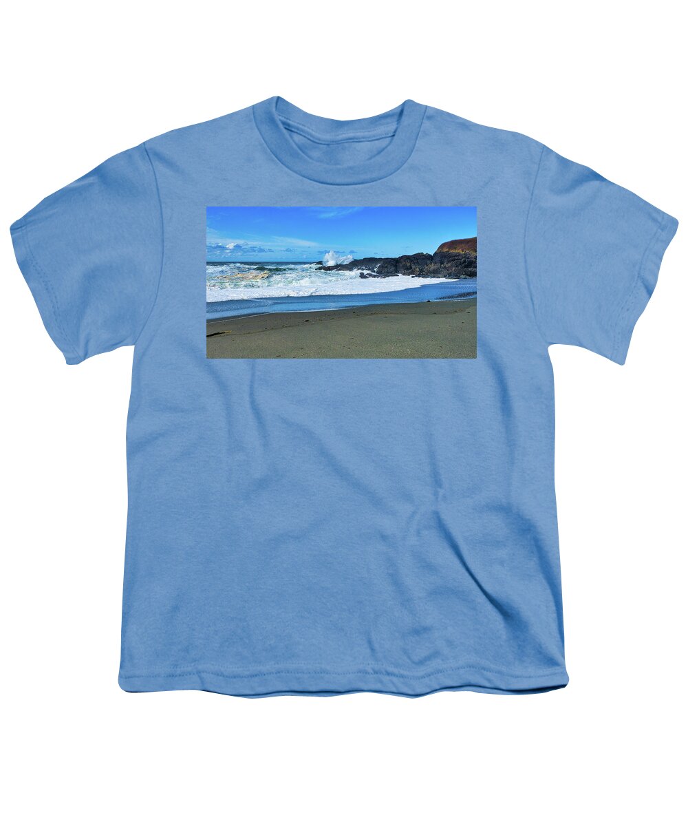 Landscape Youth T-Shirt featuring the photograph South Beach Sea Action by Allan Van Gasbeck