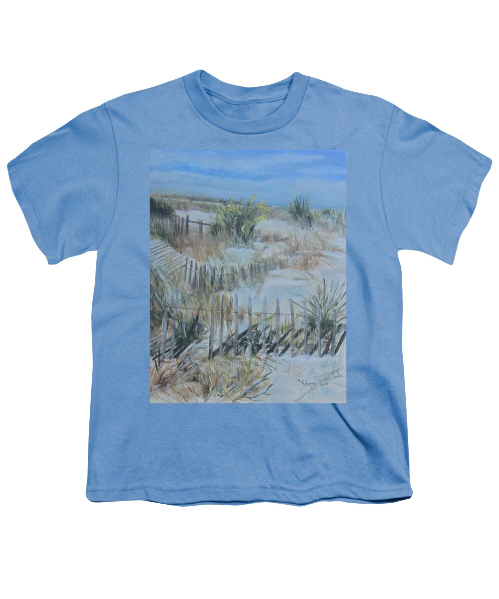 Acrylic Youth T-Shirt featuring the painting South Jersey Dunes by Paula Pagliughi