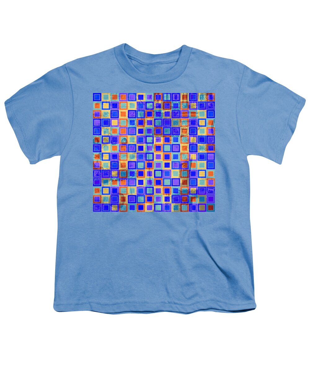 Art With Squares Youth T-Shirt featuring the digital art SQUARE MELONS Purple Orange Abstract Squares by Lynnie Lang
