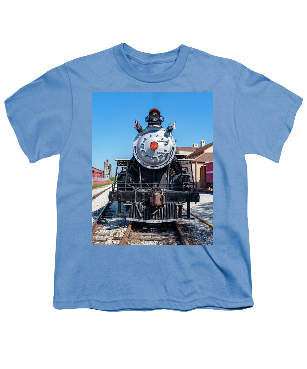 Train Youth T-Shirt featuring the photograph Stean Engine Train by Dart Humeston