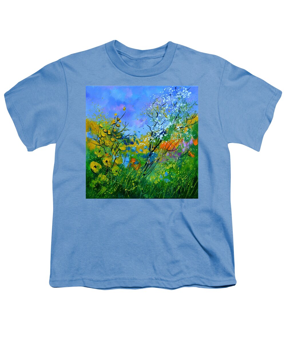 Summer Youth T-Shirt featuring the painting Summer flowers2 by Pol Ledent