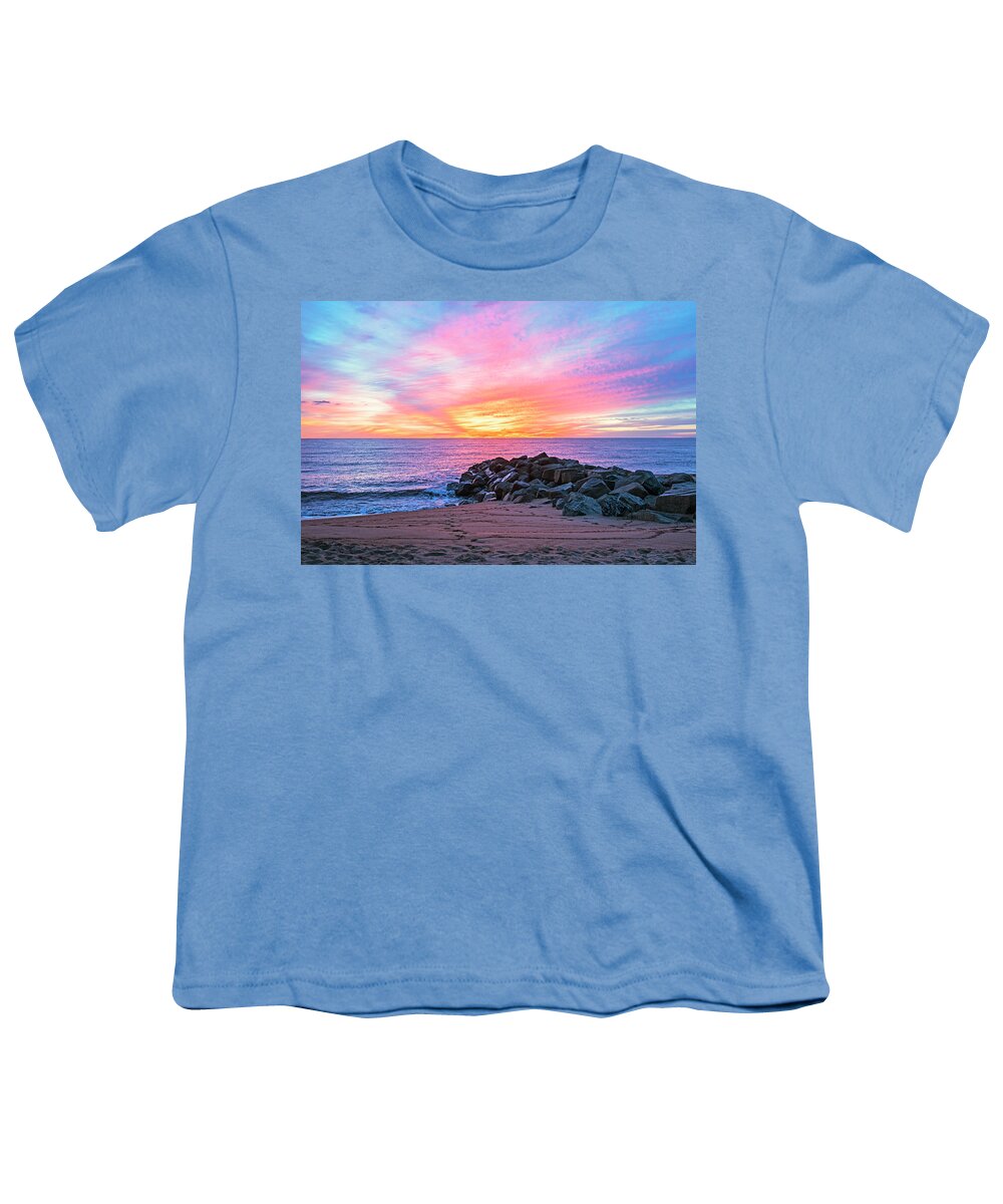Newburyport Youth T-Shirt featuring the photograph Sunrise on Plum Island Newburyport MA Blue Water by Toby McGuire