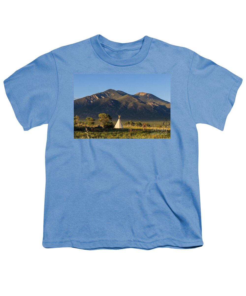 Taos Youth T-Shirt featuring the photograph Taos Mountain Tipi by Elijah Rael