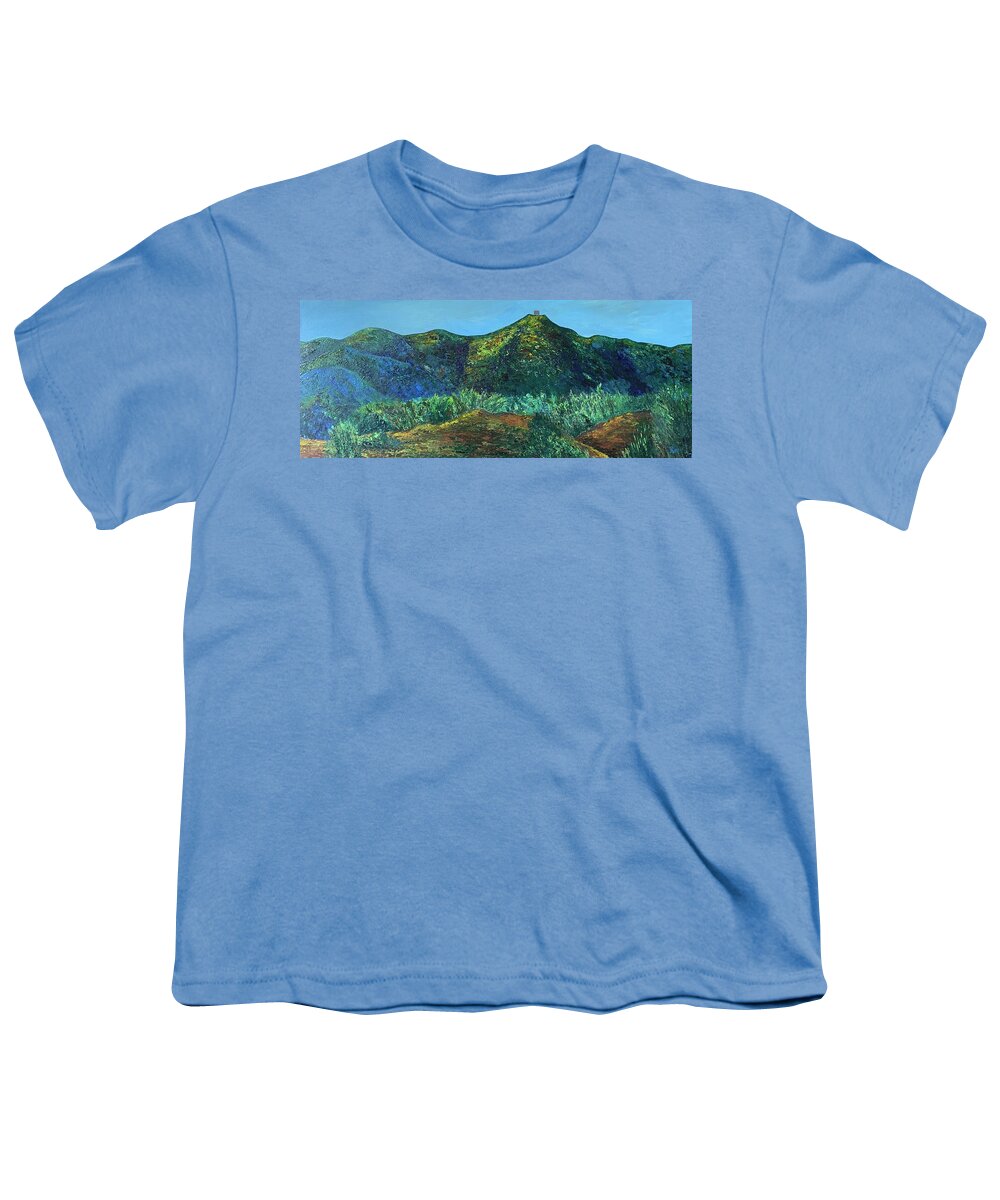 Impressionism Youth T-Shirt featuring the painting The Cube-Mt. Umunhum by Raji Musinipally