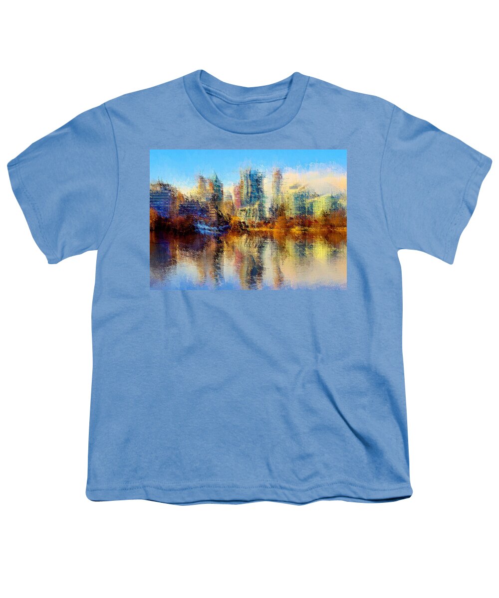 Lake Youth T-Shirt featuring the digital art Urban Lake View by David Manlove