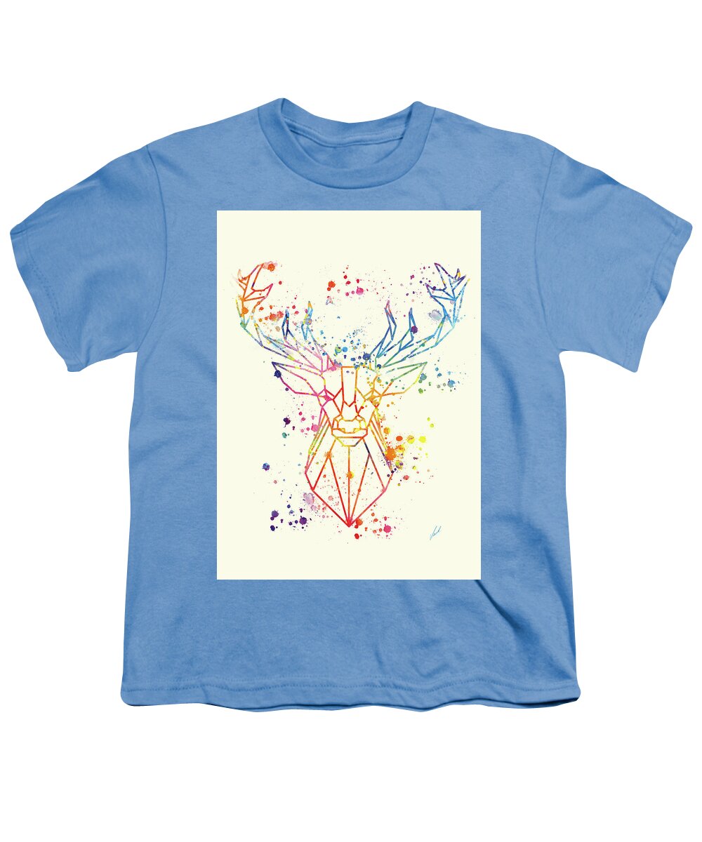 Watercolor Youth T-Shirt featuring the painting Watercolor Deer by Vart by Vart