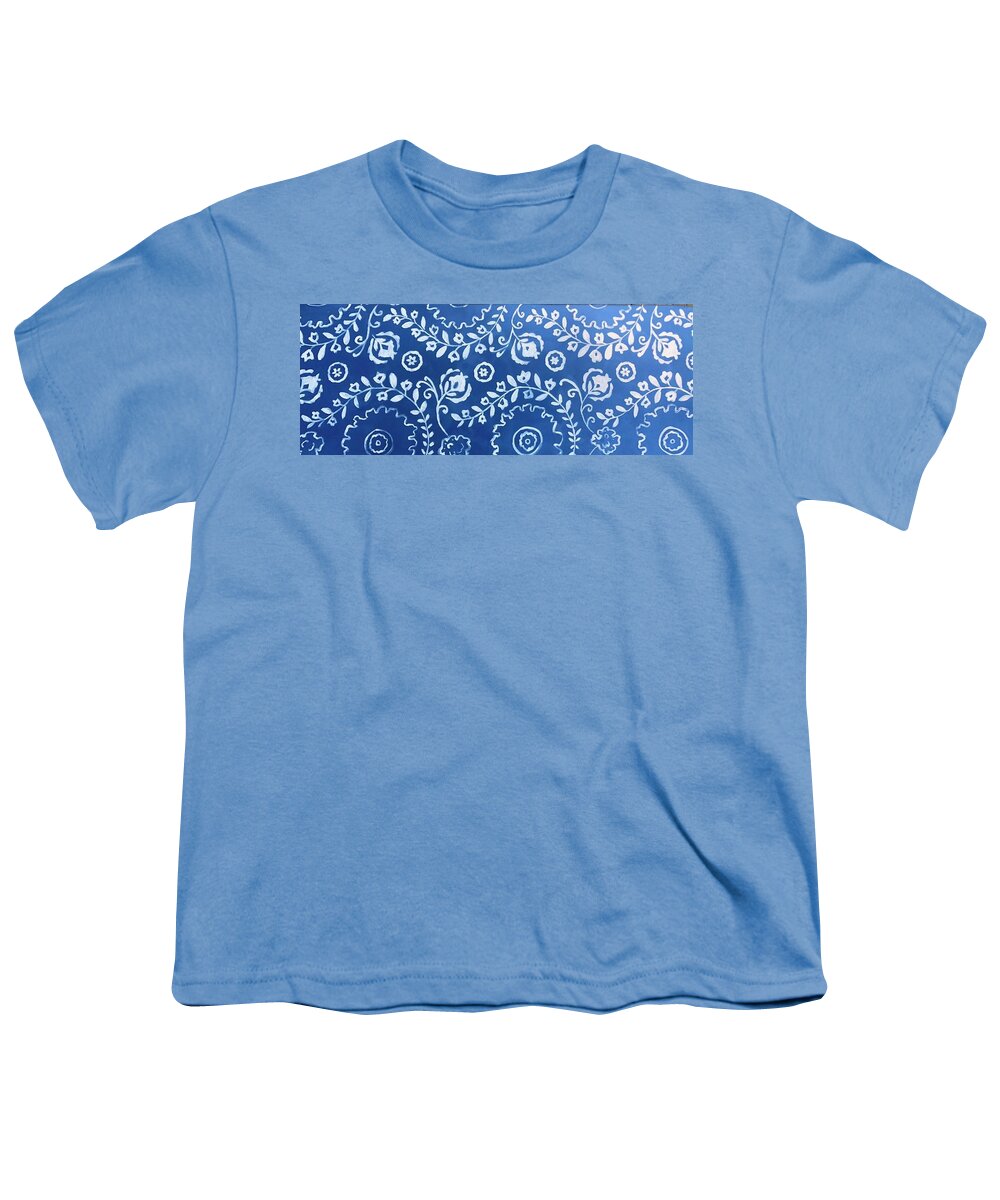  Youth T-Shirt featuring the painting White Blue Floral by Jam Art