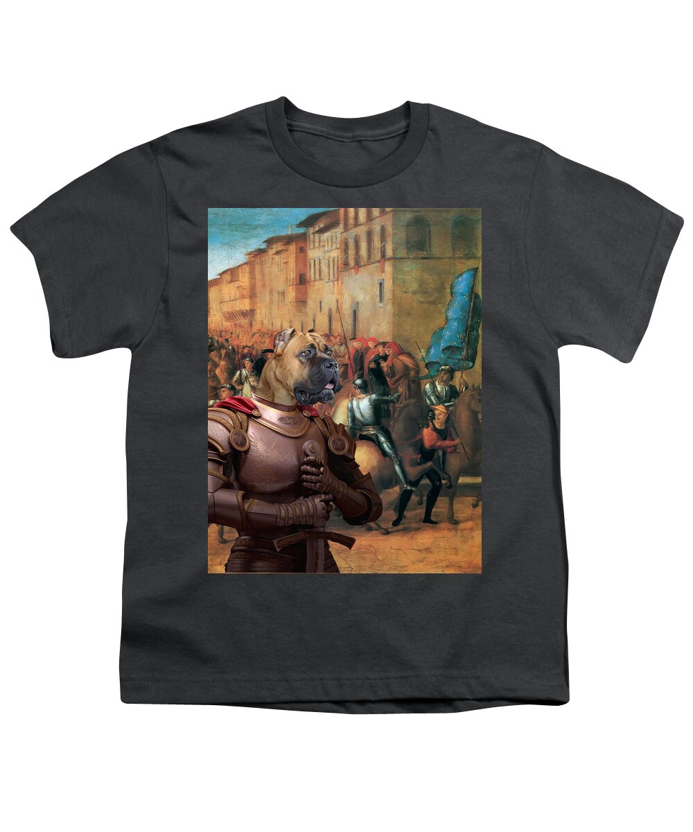 Cane Corso Youth T-Shirt featuring the painting Cane Corso Art Canvas Print - Entree de Charles VIII dans Florence by Sandra Sij