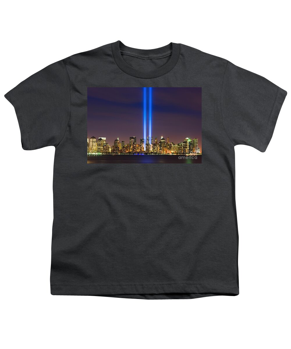 America Youth T-Shirt featuring the photograph 09/11 - Tribute in Light by Henk Meijer Photography