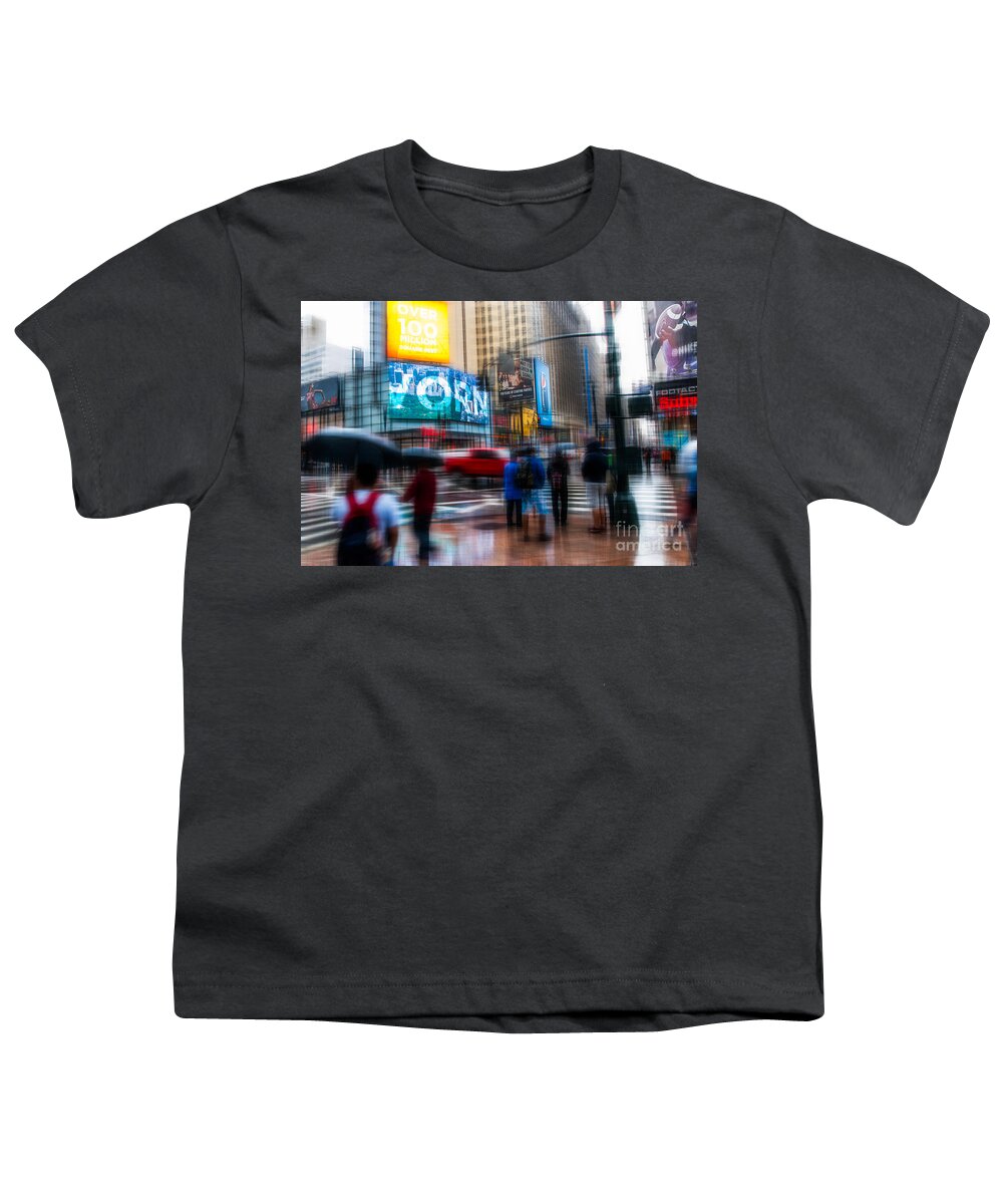 Nyc Youth T-Shirt featuring the photograph A Rainy Day In New York #1 by Hannes Cmarits