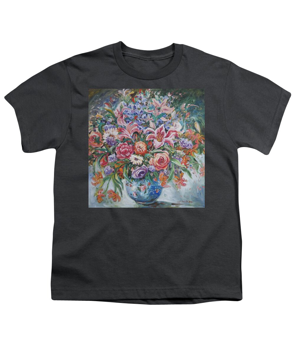 Red Youth T-Shirt featuring the painting Arrangement II #2 by Ingrid Dohm