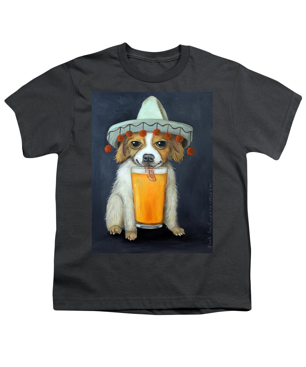 Boozer Youth T-Shirt featuring the painting Boozer #1 by Leah Saulnier The Painting Maniac