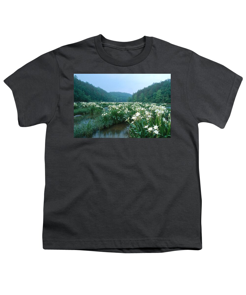Alabama Youth T-Shirt featuring the photograph Cahaba River With Lilies #1 by Jeffrey Lepore